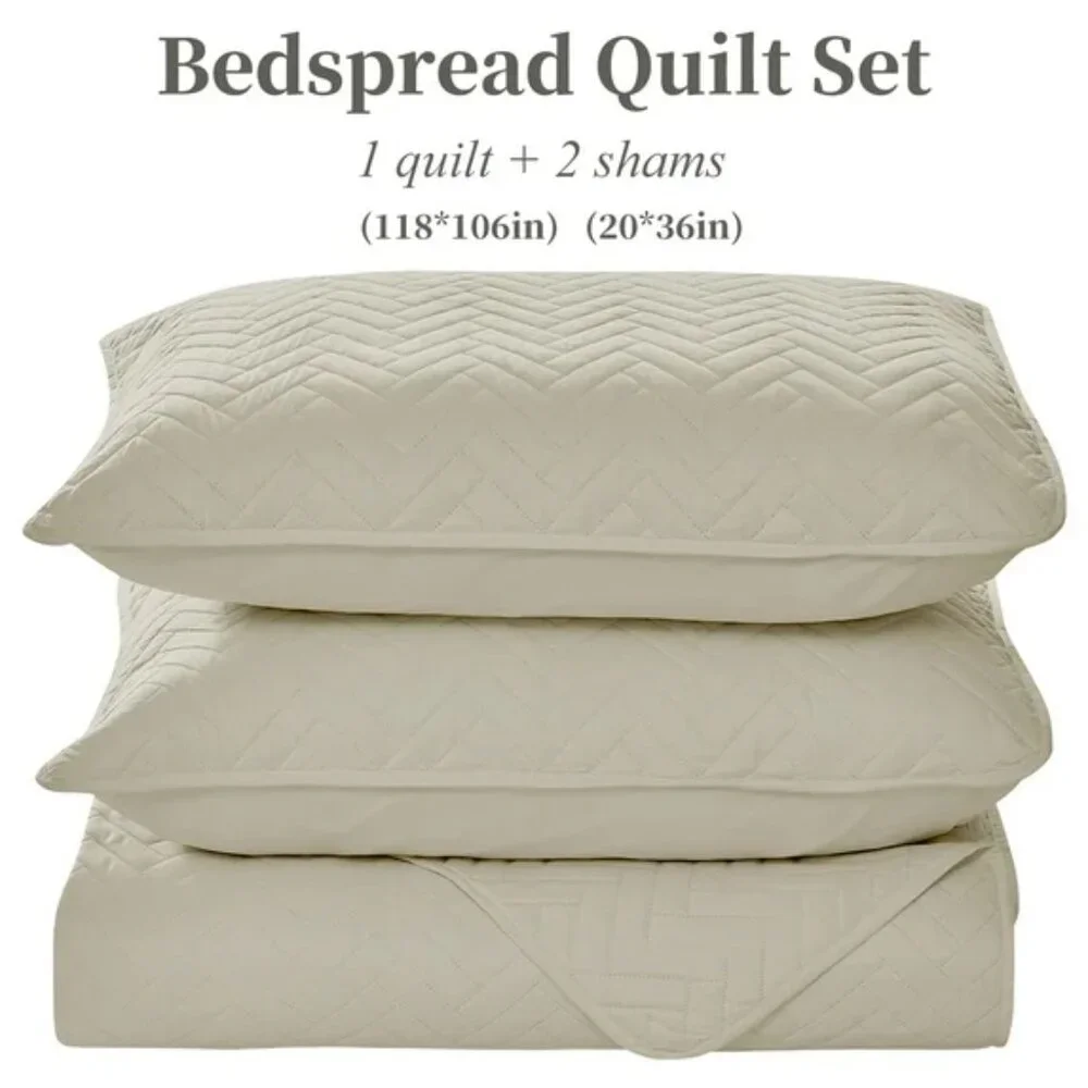 SEMECH King Size Quilt Set | California King | NIB | 3-Piece Set | Beige